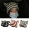 Pullover Women's Hats Autumn Winter Knitted Wool Cap Striped Japanese Beanie Hat Ins Little Devil