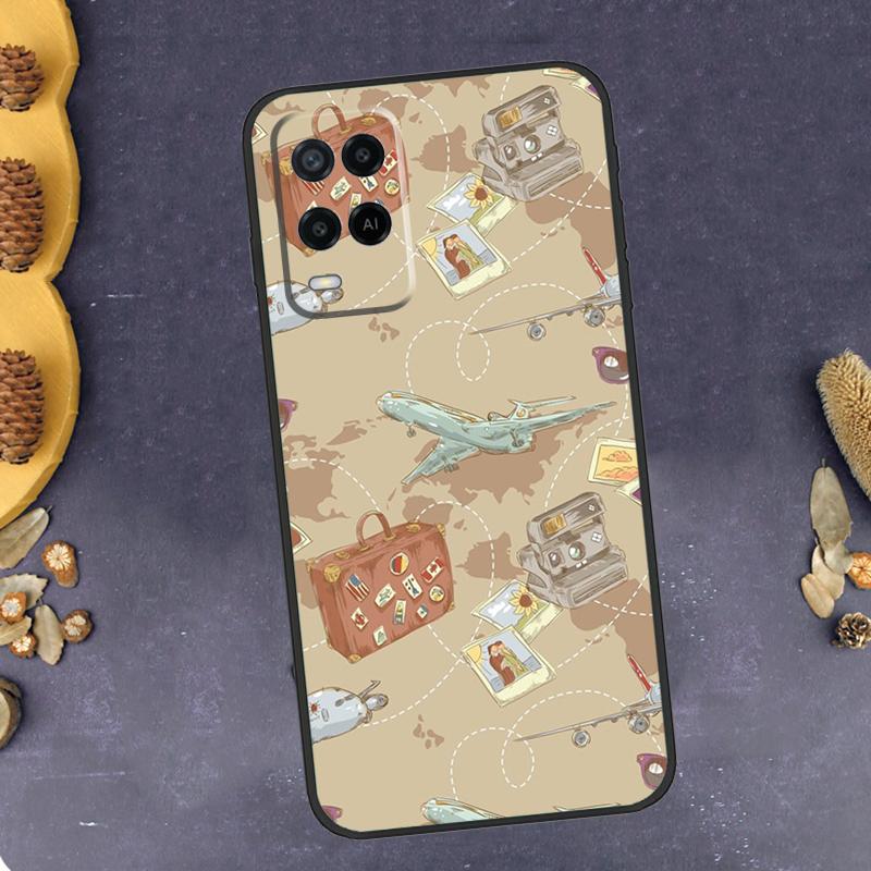 World Map Travel Phone Case For Oppo A96 A16 A76 A78 A58 A18 A38 A98 A17 A77 A80 A40 A60 A74 A94 A54 A15 A57S