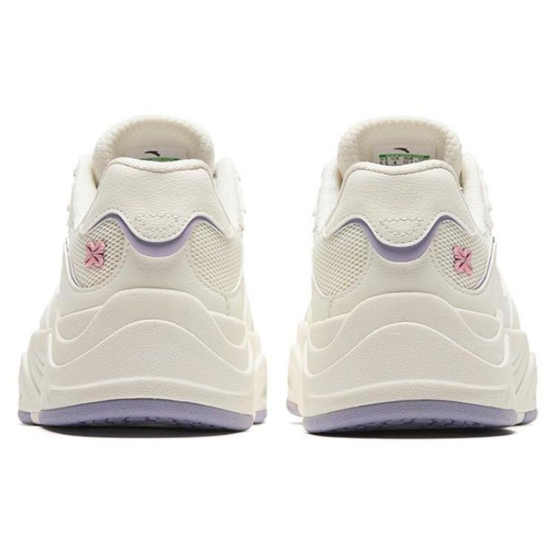 Anta Seaweed Shock Absorbing Wear Resistant Lightweight Increased Height Low Top Sneakers Women Sneakers White Purple 922428011-2