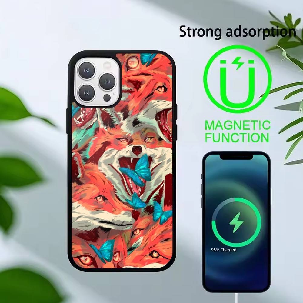 Sunny Fox Phone Case For iPhone 14,16,15,13,17,12,Plus,Pro,Max Magnetic For Magsafe Frosted Cover