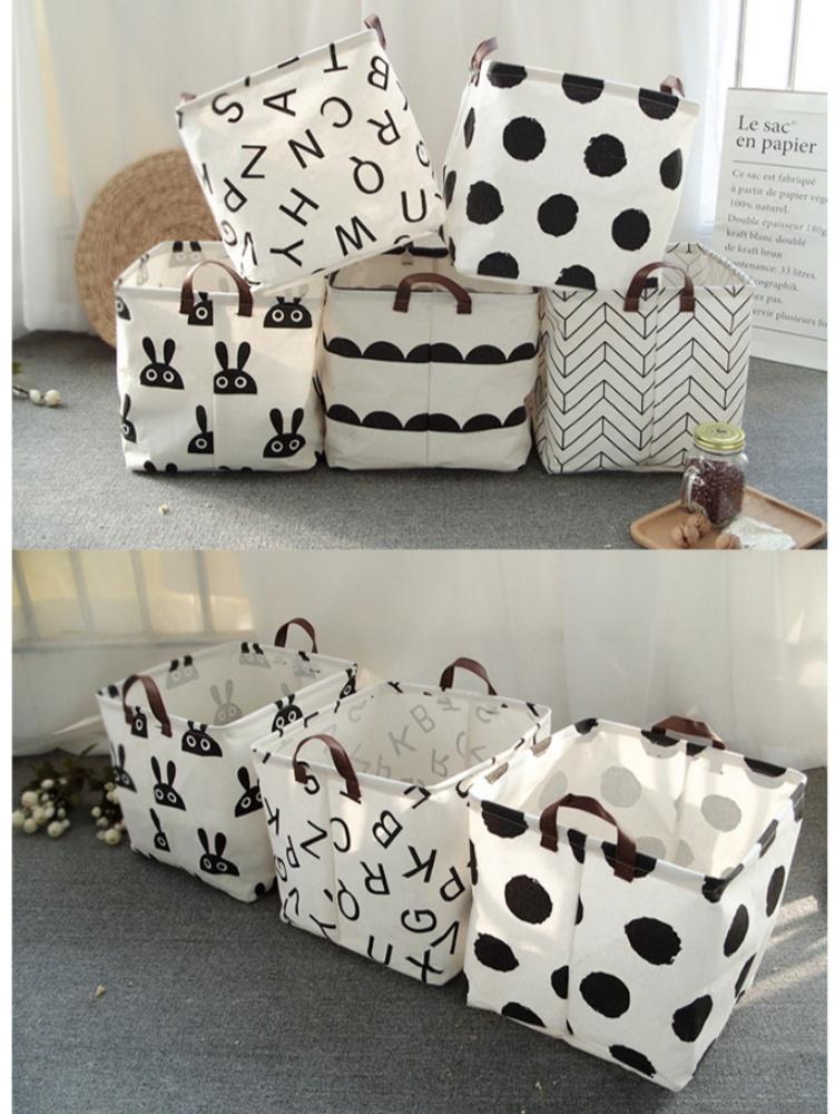 Foldable Cotton Linen Laundry Basket Dirty Clothes Hamper Household Storage Organizer Multifunctional Sundries Storage Bin