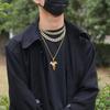 Hip Hop Stainless Steel Vacuum Plated Creative Cross Pendant Necklace , Unique Design , Durable Color Retention , 3mm x