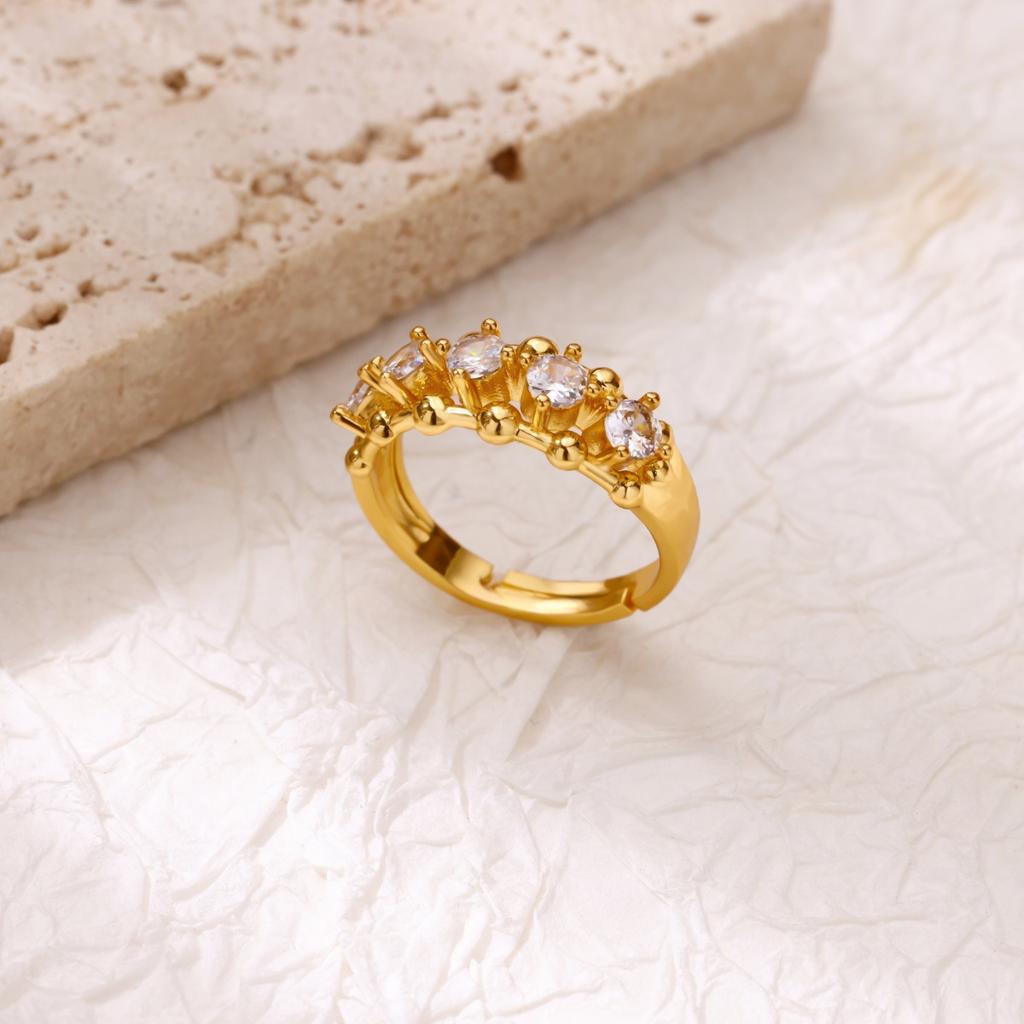 Luxuriöse vergoldete Edelstahl Geometrie Ringe für Damen Herren Offener verstellbarer Charm Fingerring Hochzeitsparty Mode Zirkon