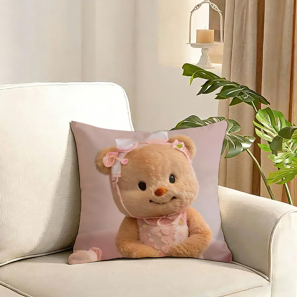 Butterbear Cushion Cover Reversible Plush Pillow Cover Soft Fluffy Home Decor for Sofa Bedroom