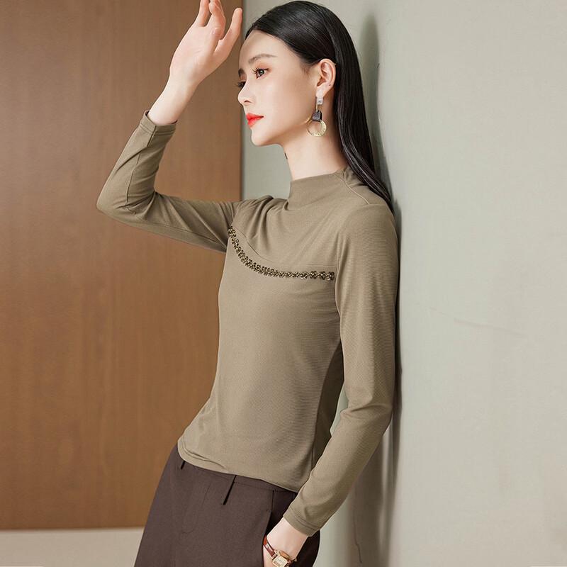 Women's Mock Neck Slim Fit Long Sleeve T-Shirt