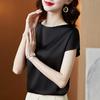 Women's Solid Color Casual Short Sleeve Breathable Large Size Round Neck T-Shirt Loose Bottom Shirt