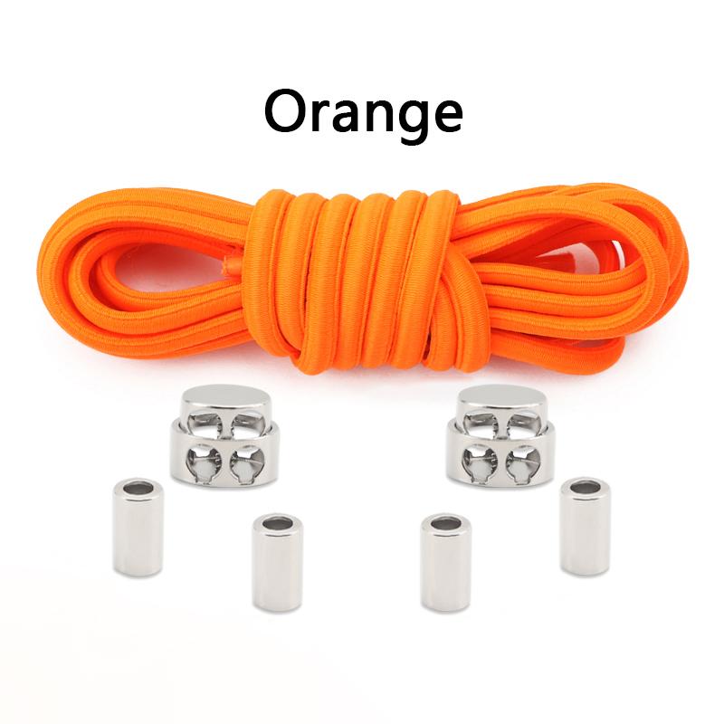 1Pair/2Pair New Metal Buckle Laces Unisex Quick-On/Off Shoelaces Oval Elastic Shoelace for Sneakers and Boots