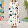 Women Plus Size Two Piece Dress Set Round Neck Long Sleeve Cropped Cardigan Sleeveless Printed White Dress