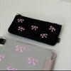 New Canvas Cute Embroidered Bag Bowknot Square Shape Cosmetics Bag Lovely Print Pencil Case