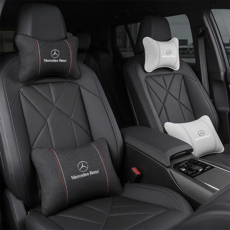Suede Fabric Car Seat Headrest Lumbar Support Pillow For Mercedes Benz AMG E S C A B Class GLE GLS CLA CLE GLC CLS GLA QJ1