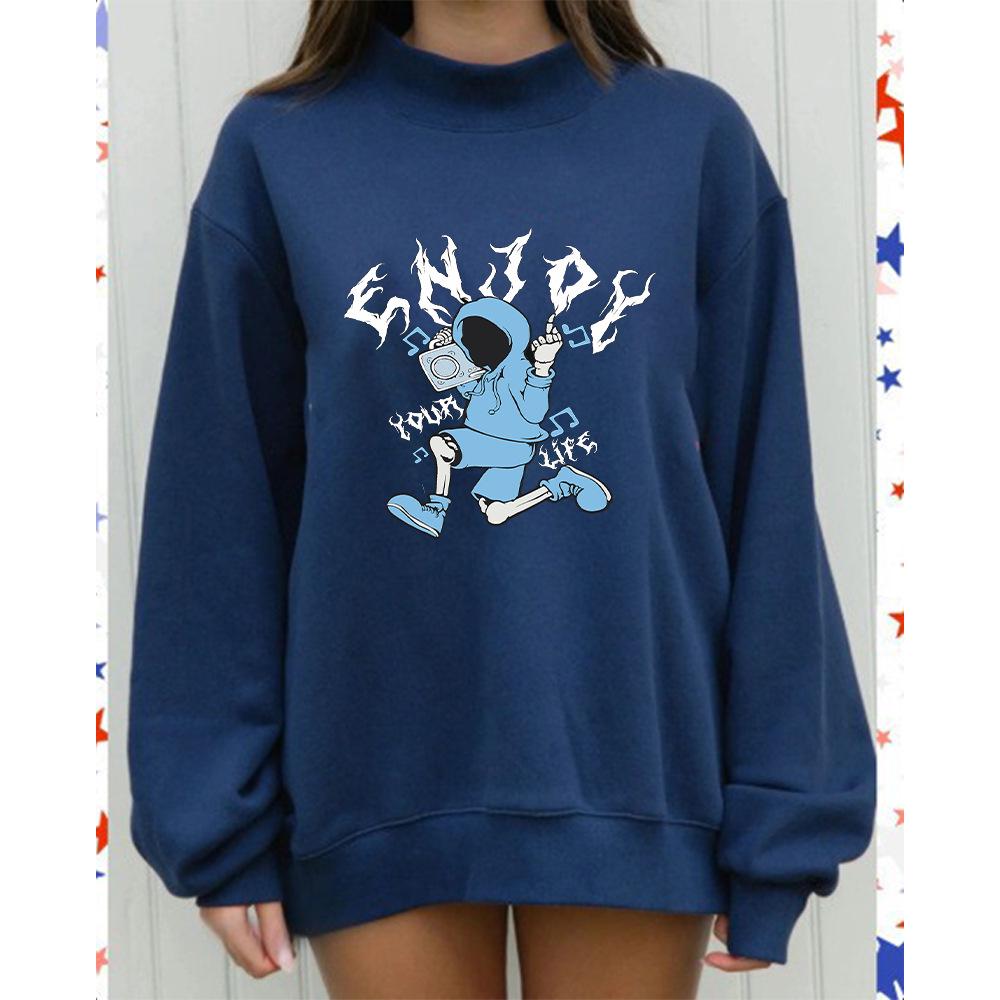 Autumn Women's Trendy Casual Loose Hoodie - Comfortable, Fashionable, Mid-High Neck, Long Sleeve