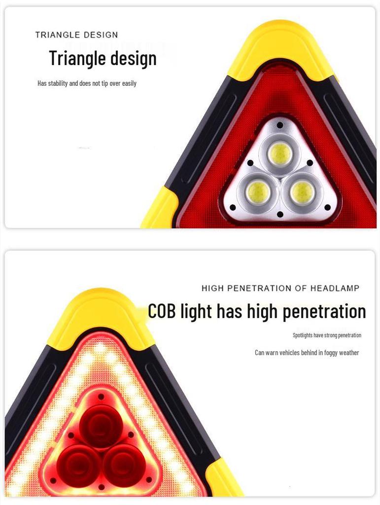 Solar-Powered Car Warning Triangle Light for Emergency Safety