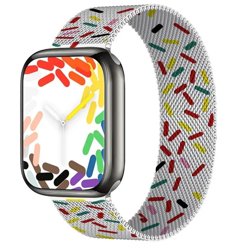 Magnetic Loop Strap For Apple watch Band 44mm 40mm 45mm 41mm 42mm 38mm Stainless Steel Bracelet iWatch Series Ultra 9 8 SE 7 6 5