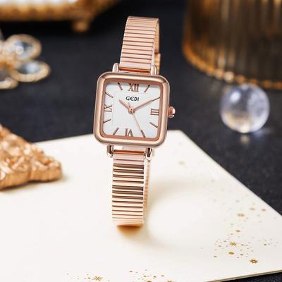 Square Women's Watch Retro Roman Scale Steel Belt Mesh Chain Women's Watch Simple Temperament Quartz Watch