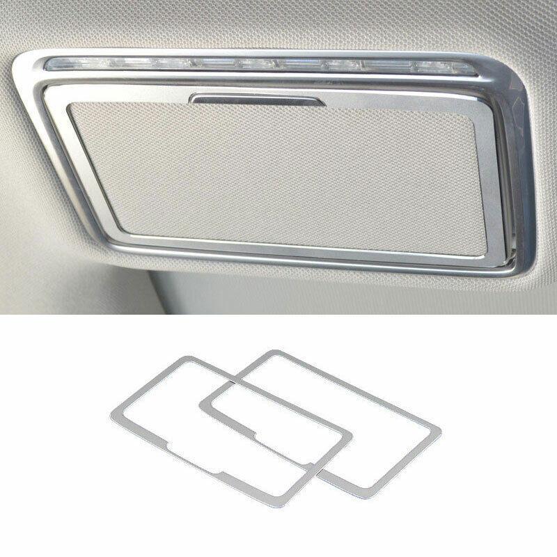 Silver Aluminum Interior Cosmetic Mirror Frame Decor For Benz C-Class 2015-