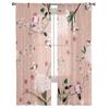 Pink Flowers Tulle Curtains for Living Room Kitchen Bedroom Sheer Tulle for Cafe Hotel Modern Home Decor