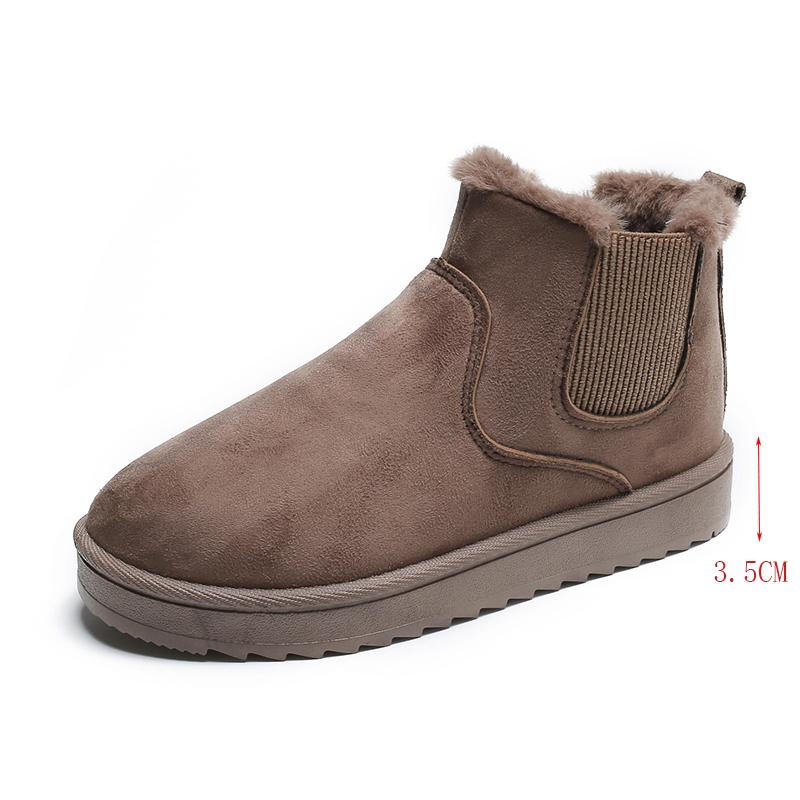 

Модные женские зимние сапоги из искусственной замши, больших размеров, теплые, утолщенные, с плюшевой подкладкой, хлопковые, на удобной нескользящей платформе, ботильоны 41 темно-коричневого
