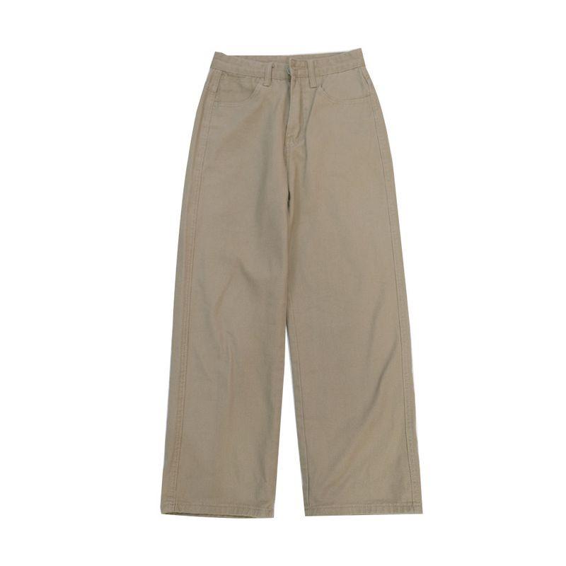 Mm Khaki Wide Leg High Waist Loose Pear-Shaped Denim