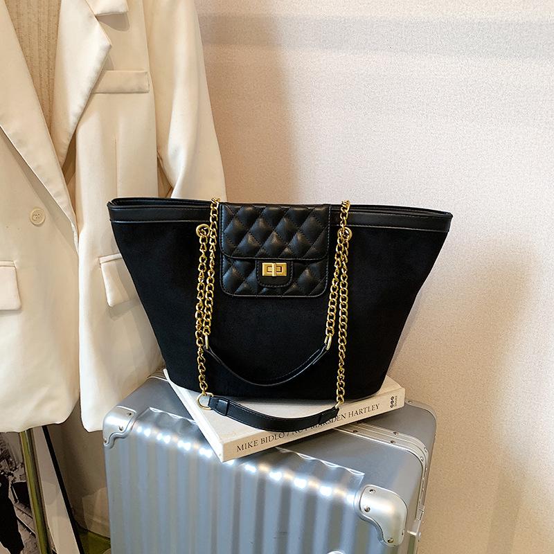 2025 Women's Fashion Textured Large-Capacity Frosted Chain Shoulder & Crossbody Tote Bag