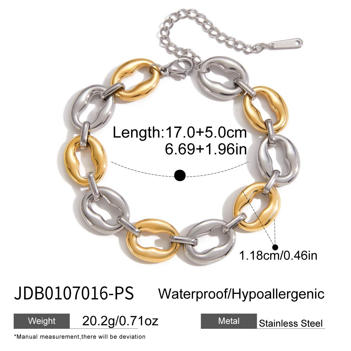 Design sense Modern minimalist 18K gold, gold and silver color matching O-chain color matching bracelet jewelry