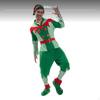 Ensemble de costume d'elfe de Noël pour homme, tenue rayée verdoyante, tenue de fête pour scène Verte M
