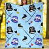 Ice Hockey Theme Printed Blanket - Perfect for Couch, Bed, Travel & Outdoor Use | Machine Washable, Cozy & Durable.