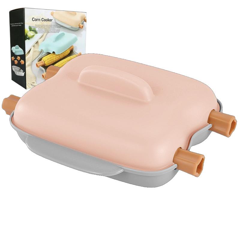 Microwave Corn Steamer with Lid Heat-Resistant Plastic Vegetable Steaming Box for Home Kitchen Healthy Diet Cooking Rack Utensil