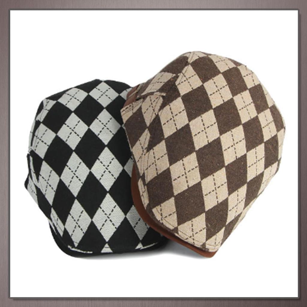 One Limitation Argyle Check Hunting Golf and CP673 Cap, Cap, Travel, Outdoor, Men's Women's, (Brown)