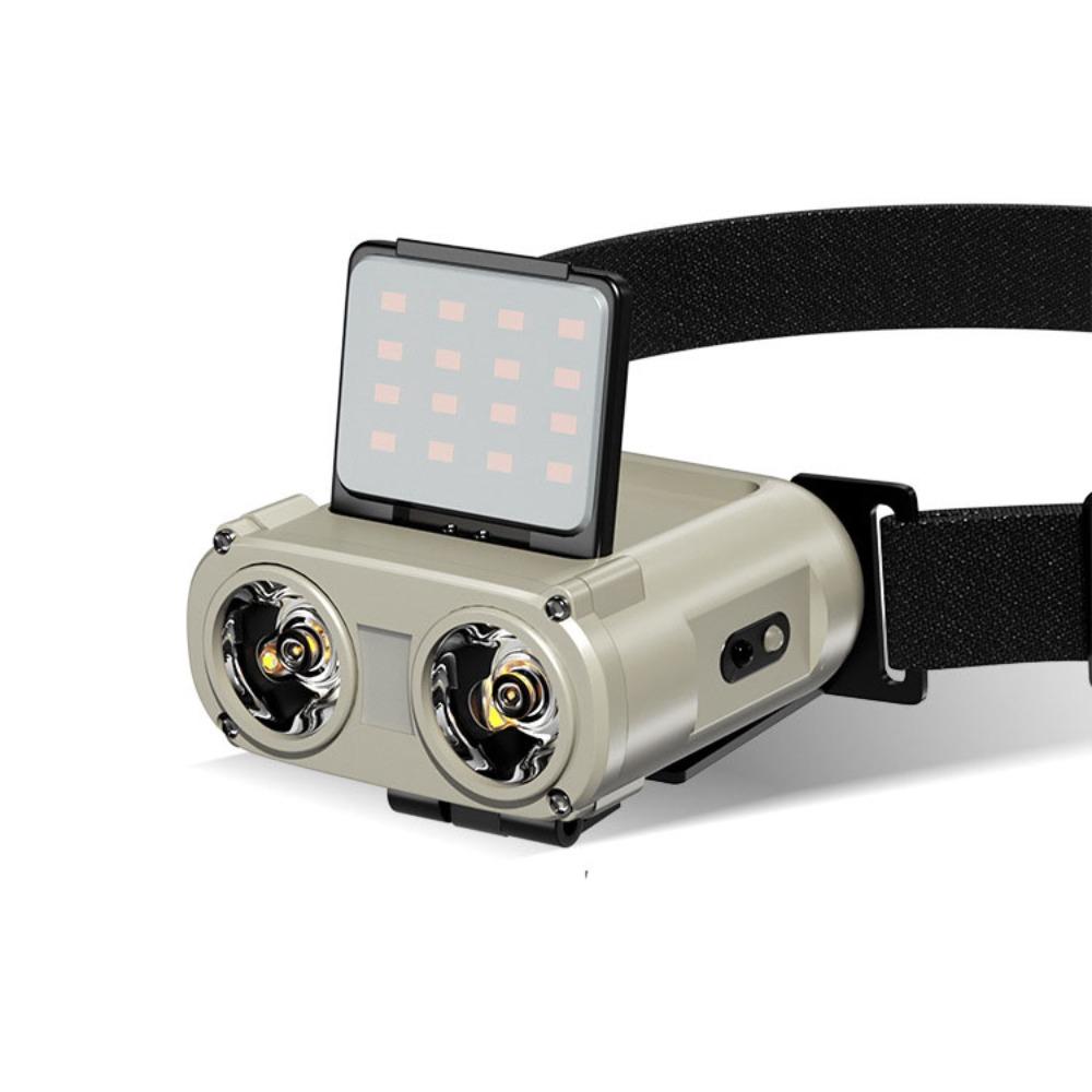

USB Rechargeable COB LED Headlamp Dual Light Design LED Head Light Head Flashlight Camping бежевый