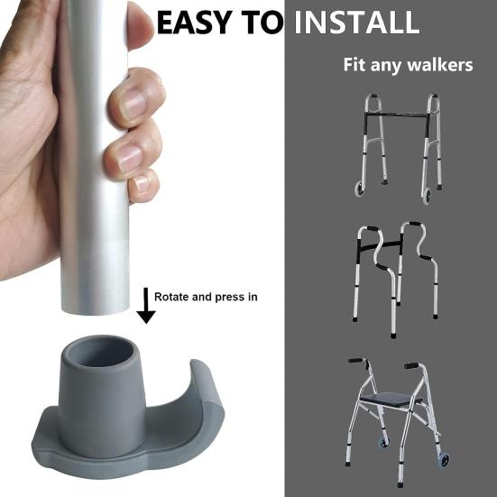2Pcs Walker Ski Glides Tool-Free Installation Walker Glide Ski Heavy Duty Universal Glider Foot Cover Caps Non-slip Foot Pad