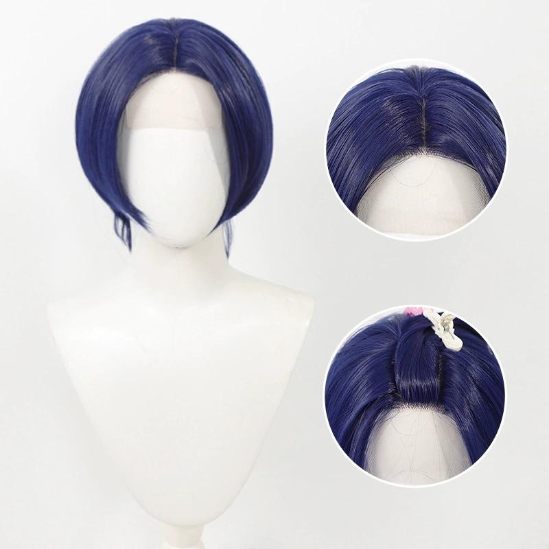 

14 Inch Cosplay Wig Universal Synthetic Lace Front Wig Short Anime Wig Middle Part Straight Cos Wig With Bangs for Daily 14inches&150%