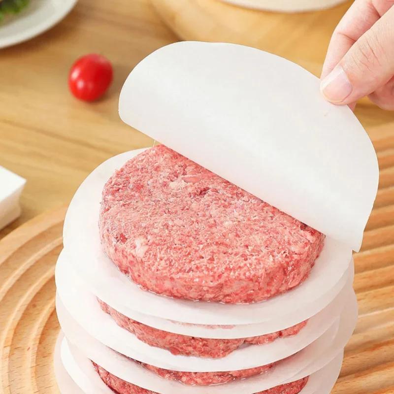 100pcs 4.33 inch Hamburger Patty Paper Round Wax Paper Sheet for Burger Press Baking Cake Baking Separate  Patty Oil Paper