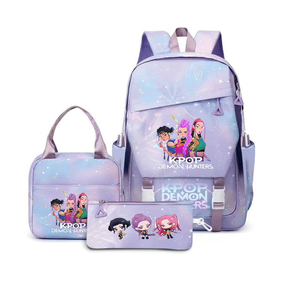Kpop Demon Hunters, Elementary School Bag, Children'S Backpack, Lunch Bag, Pencil Bag, Three-Piece Set, Student Backpack