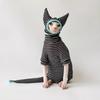 Sphynx Cat Clothes Black Stripe Breathable Shirts Suit, Pet Hat and Shirt Set (Medium)