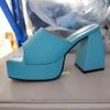 Módní dámské boty Křížové otevřené špičky Dámské pantofle na silné podrážce Nazouvací Čtvercový podpatek Sandály na vysokém podpatku