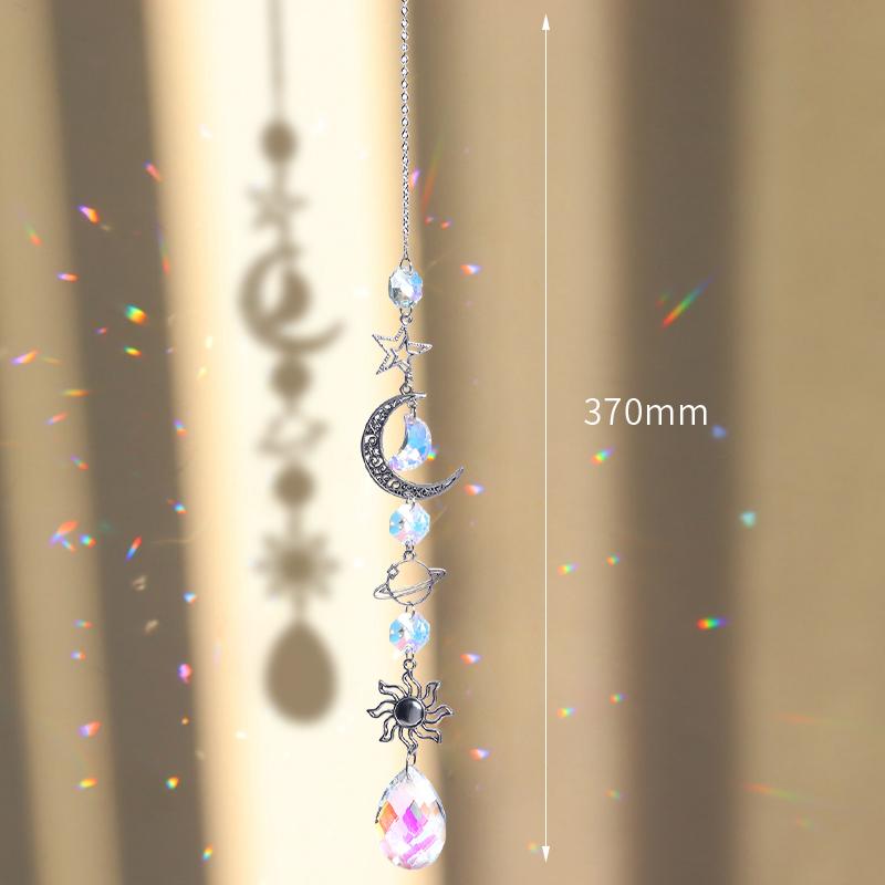 Hanging Crystal Wind Chimes Sun Catcher Fairy Butterflies Stained Glass Sun Catcher Window Drop Bell for Room Garden Decor