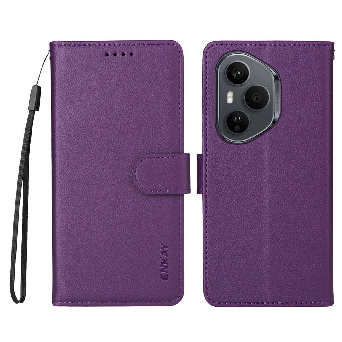 

ENKAY HAT PRINCE For Honor 400 Pro 5G (Global) Wallet Case with Strap RFID Blocking Leather Stand Phone Cover Purple