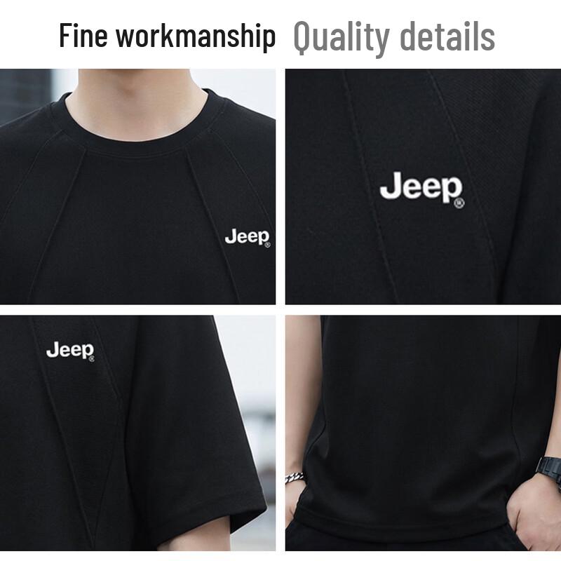 Jeep Men's Premium Heavyweight Casual Round Neck Short Sleeve T-Shirt