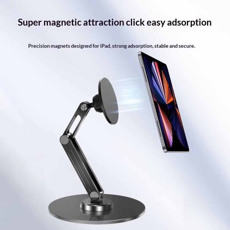 Foldable Magnetic Tablet Stand 360 Degree Rotating Metal Desktop Holder Bracket for iPad