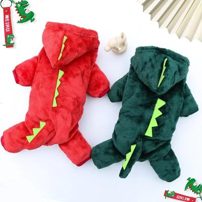 Ropa de Perro Dinosaurio Jumpsuits de Mascota de Lana Abrigo Chaqueta de Invierno Cálida para Perros Sudaderas Ropa para Chihuahua Bulldog Francés
