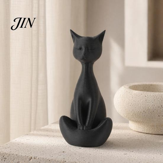 Multi-style Cat Decor 3D Printed Meditating Figurine, Modern Abstract Sculpture with Cross-Legged Pose, Narrative Space Decoration Minimalist Desk for