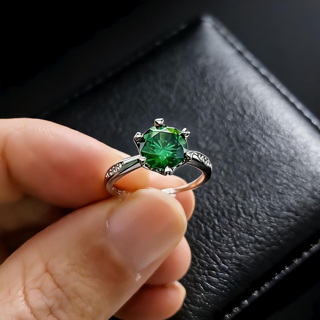 Jewelry Simulation 2 Carat Ruby Sapphire Classic Six-claw Ring Light Luxury Color Treasure Ring Women