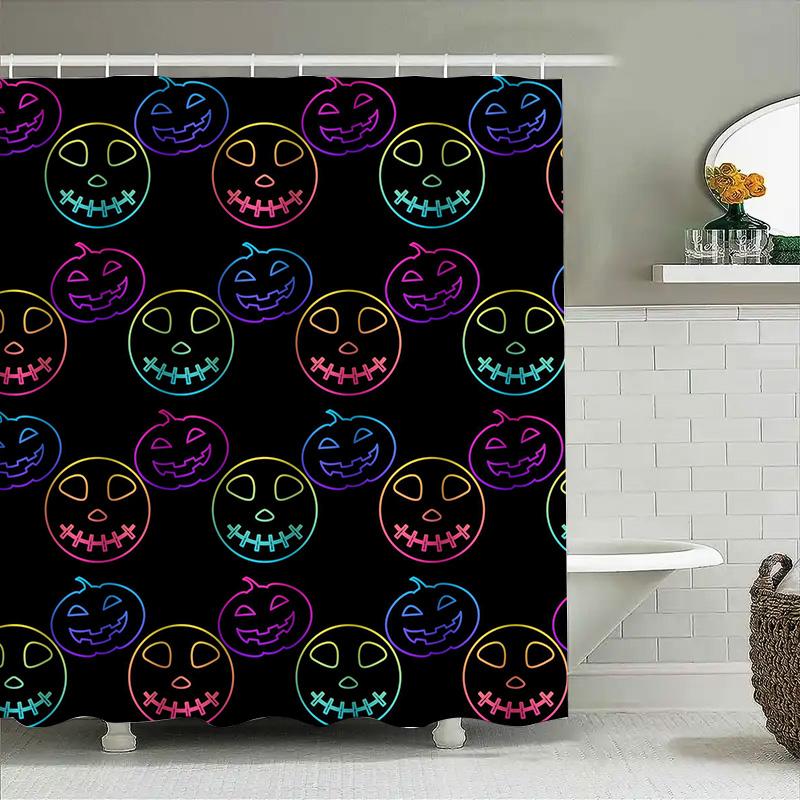 

Tuniu Neon Halloween Striped Curtain Bright Orange Black Kids Baby Shower Curtain Room Decor W60H190(CM)-1 Pcs