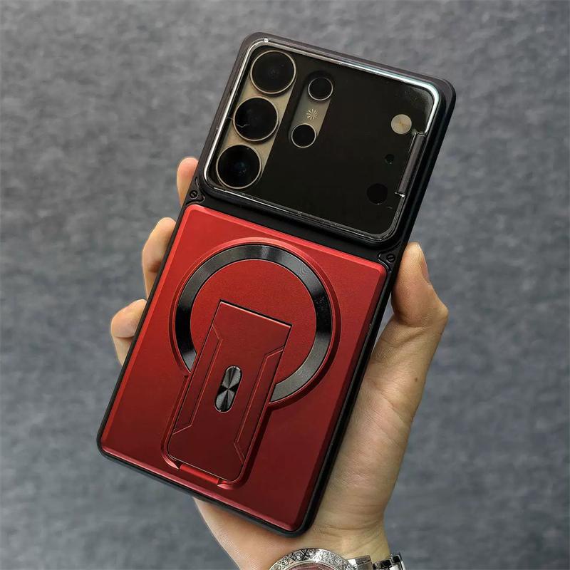 Luxury Folding Bracket Magnetic Case for Samsung Galaxy S25 FE S24 S23 S26 Ultra Plus A57 A37 A17 A07 A36 Lens Protection Cover