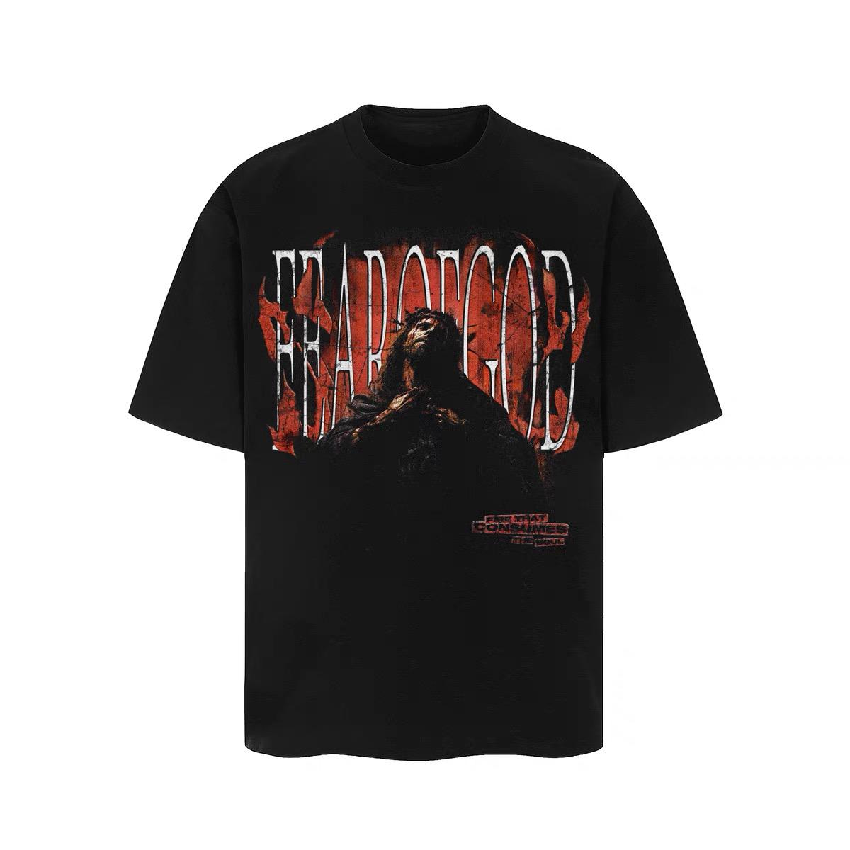 

Hip Hop T-Shirt Male and Female Couples Loose Letter Printing Tide Vintage American High Street Loose Niche Short Sleeve 4XL