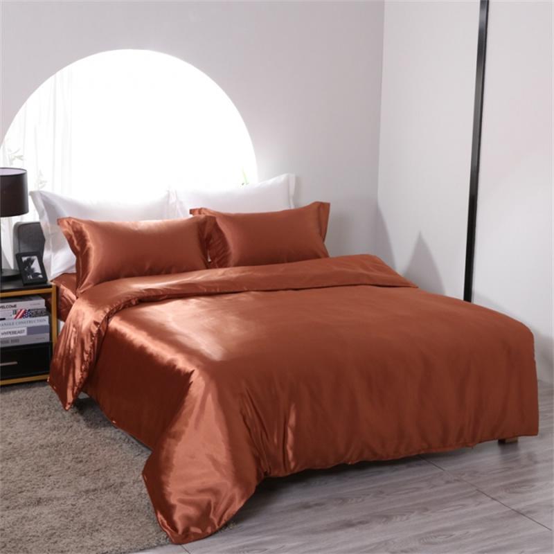 Luxury Mulberry Silk Bedding Set with Duvet Cover Fitted/Flat Bed Sheet Pillowcase Blending Silk Sheet Set Silky Satin Bedsheet