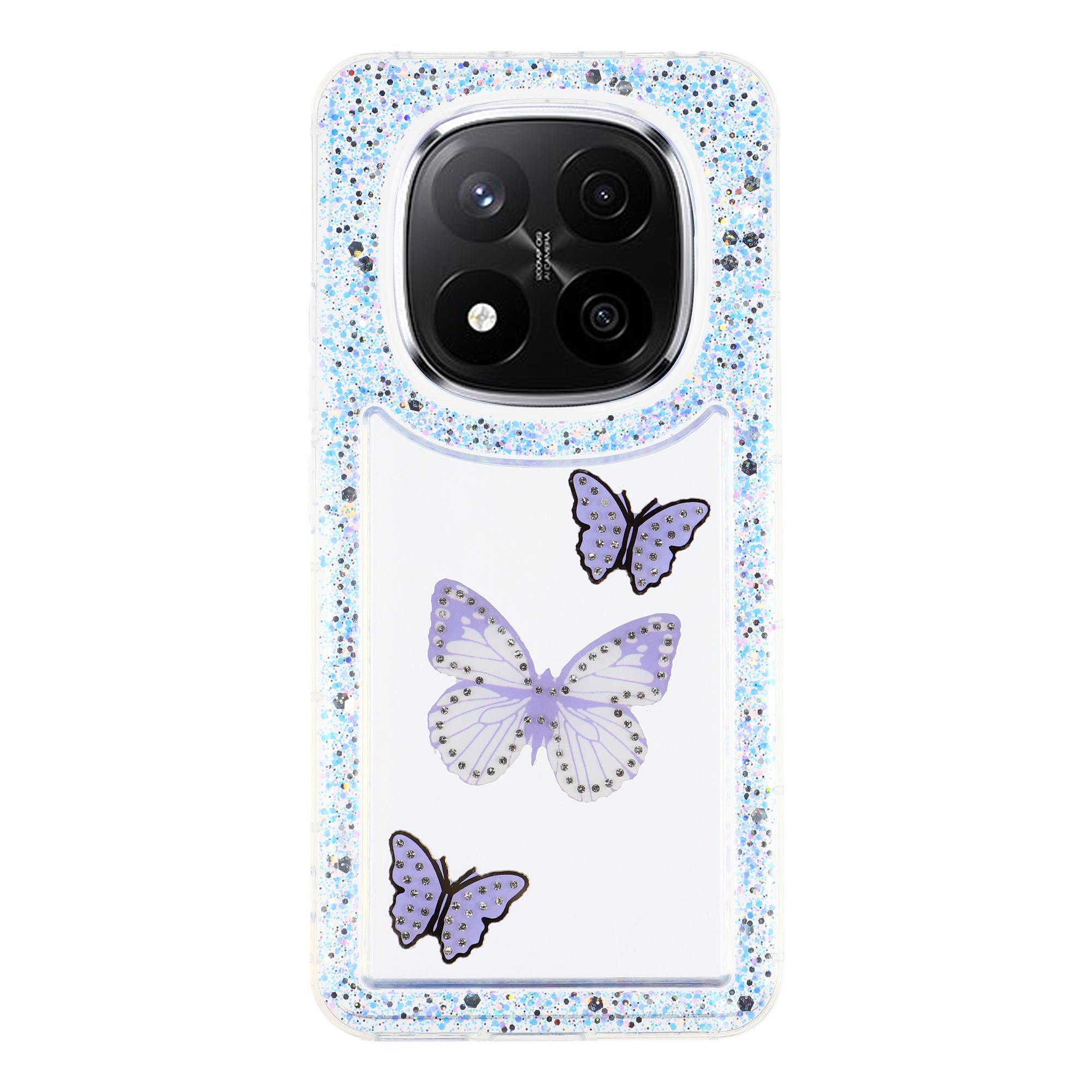 

For Xiaomi Redmi Note 14 Pro+ 5G Case DIY Butterfly Glitter Epoxy Soft TPU Phone Back Cover