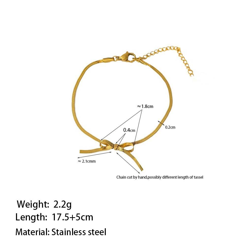 Stainless Steel Bowknot Bracelet for Women Vintage Gold Silver Color Snake Chain Bracelet Simple Fashion Jewelry Girls Gift