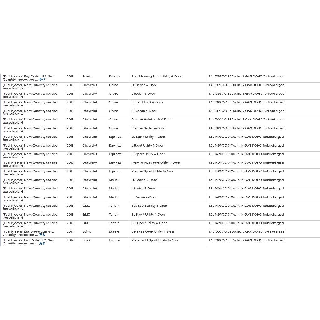 Sady na opravu a repasi vstřikovačů paliva OEM 55577403 Pro Buick Chevrolet GMC Cruze Encore Equinox 16-18(AY-RKG912)