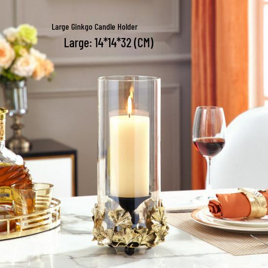 

Pure Copper Ginkgo Candle Holder - Elegant Decor for Living Rooms and Entrance Halls